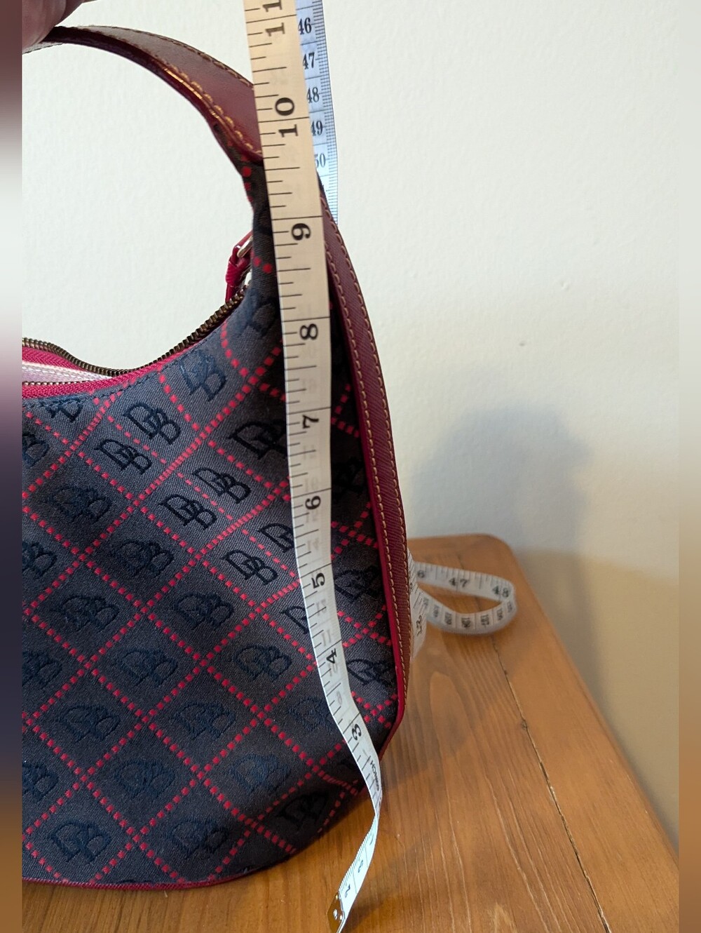 Dooney & Bourke Quilt Hobo Duck Fob Tassels Navy - Picture 11 of 12